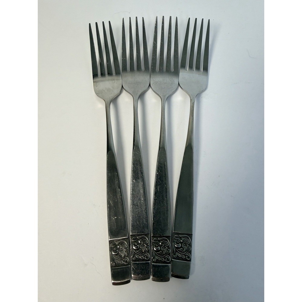 National Stainless Black Rose Dinner Forks Set Of 4